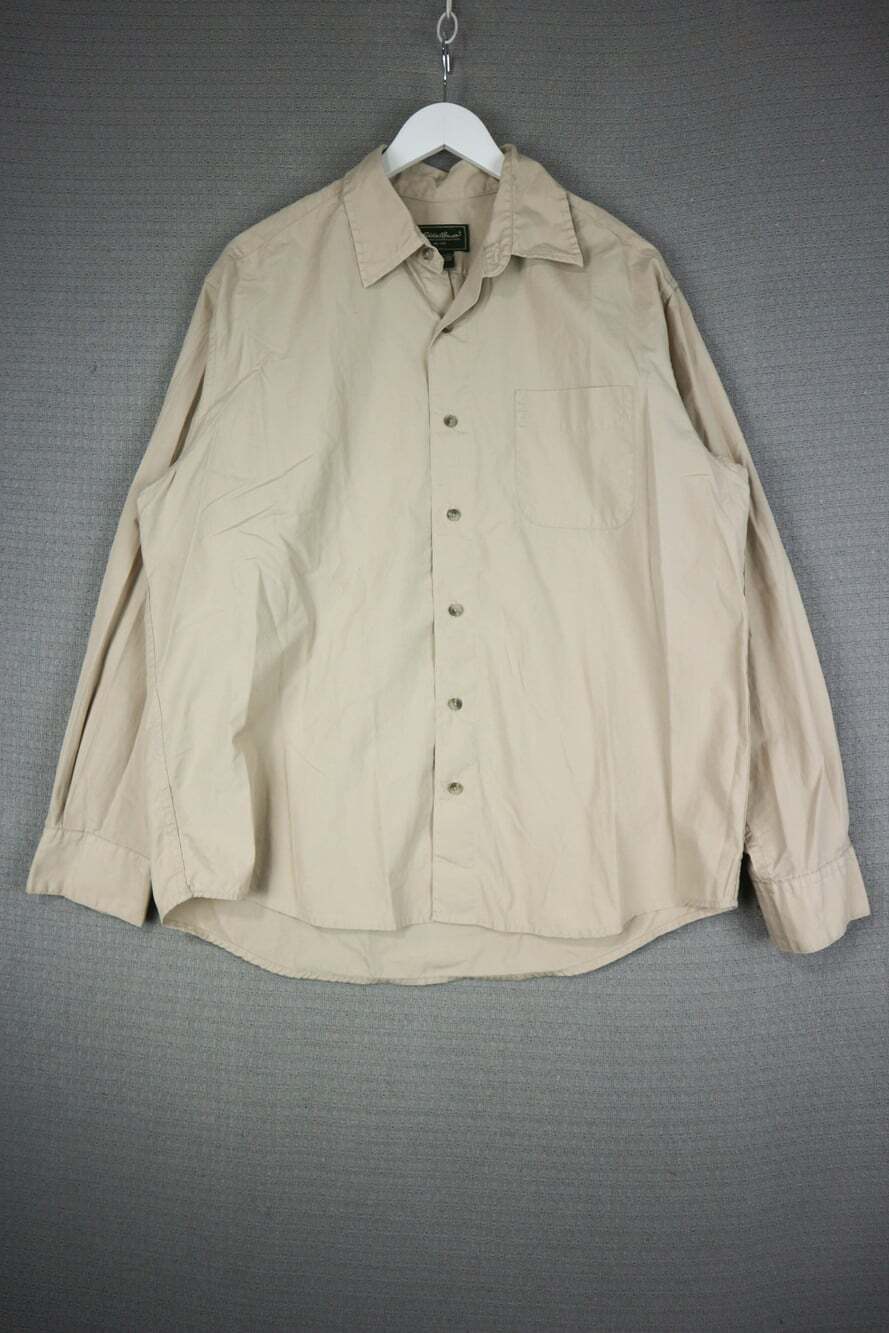 Eddie Bauer Men's Button-Down Shirt Tan Size L Long Sleeve Cotton